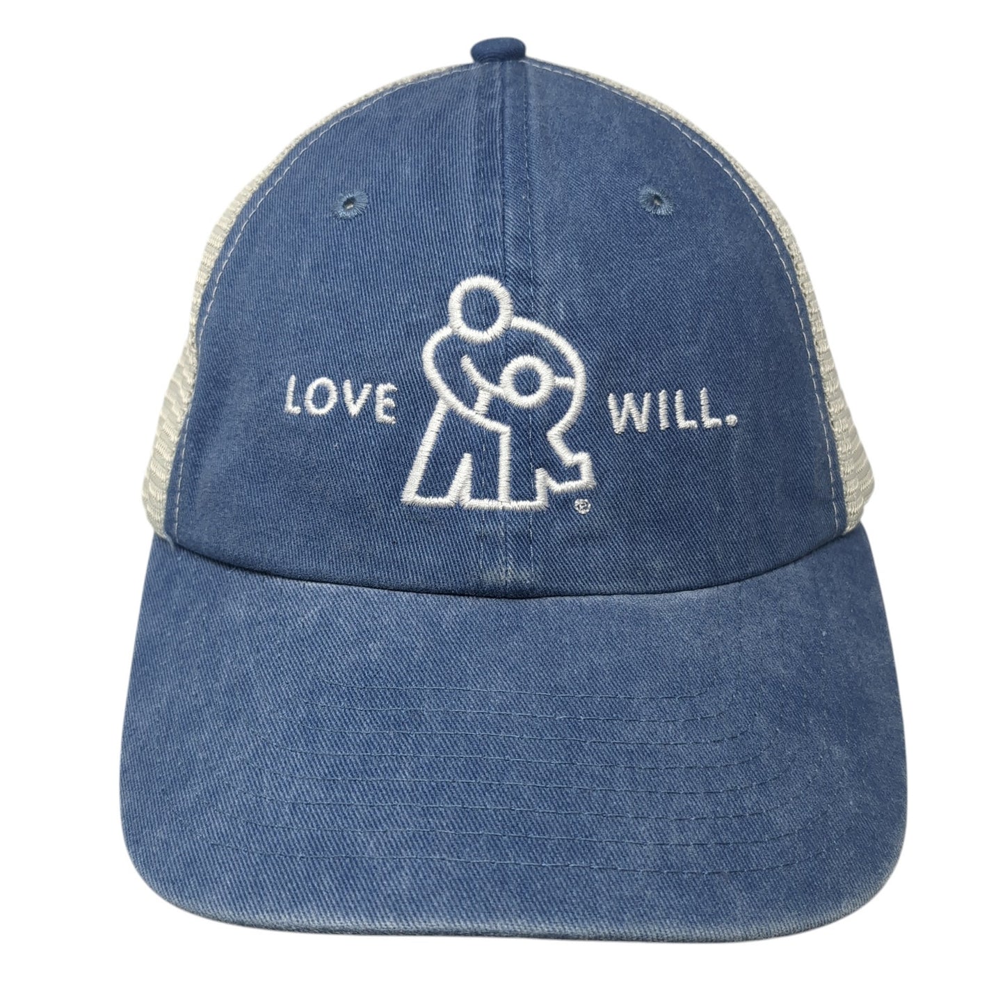 Love Will Snapback Trucker Hat Blue One Size Mesh Back Sportsman Outdoor