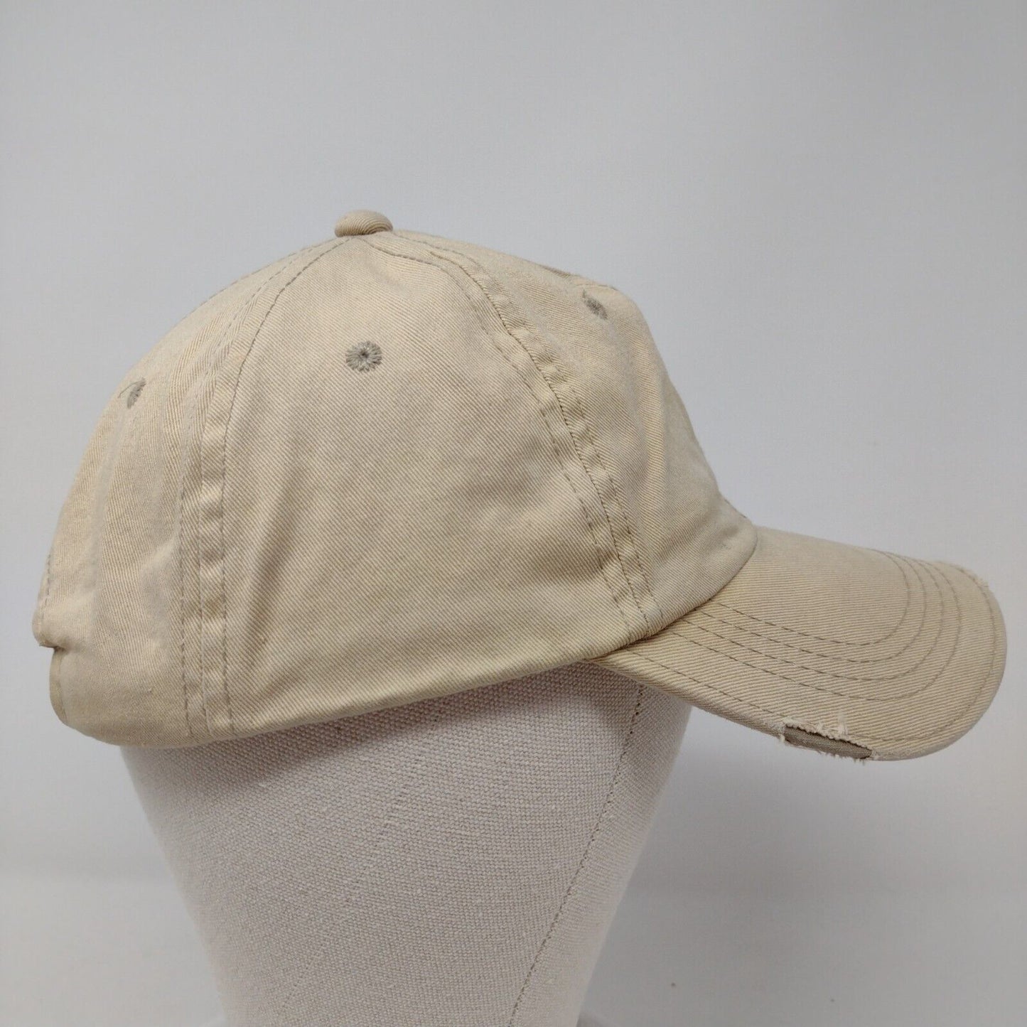 Signatures Slideback Hat Tan One Size Adjustable Vented Holes Distressed Blank