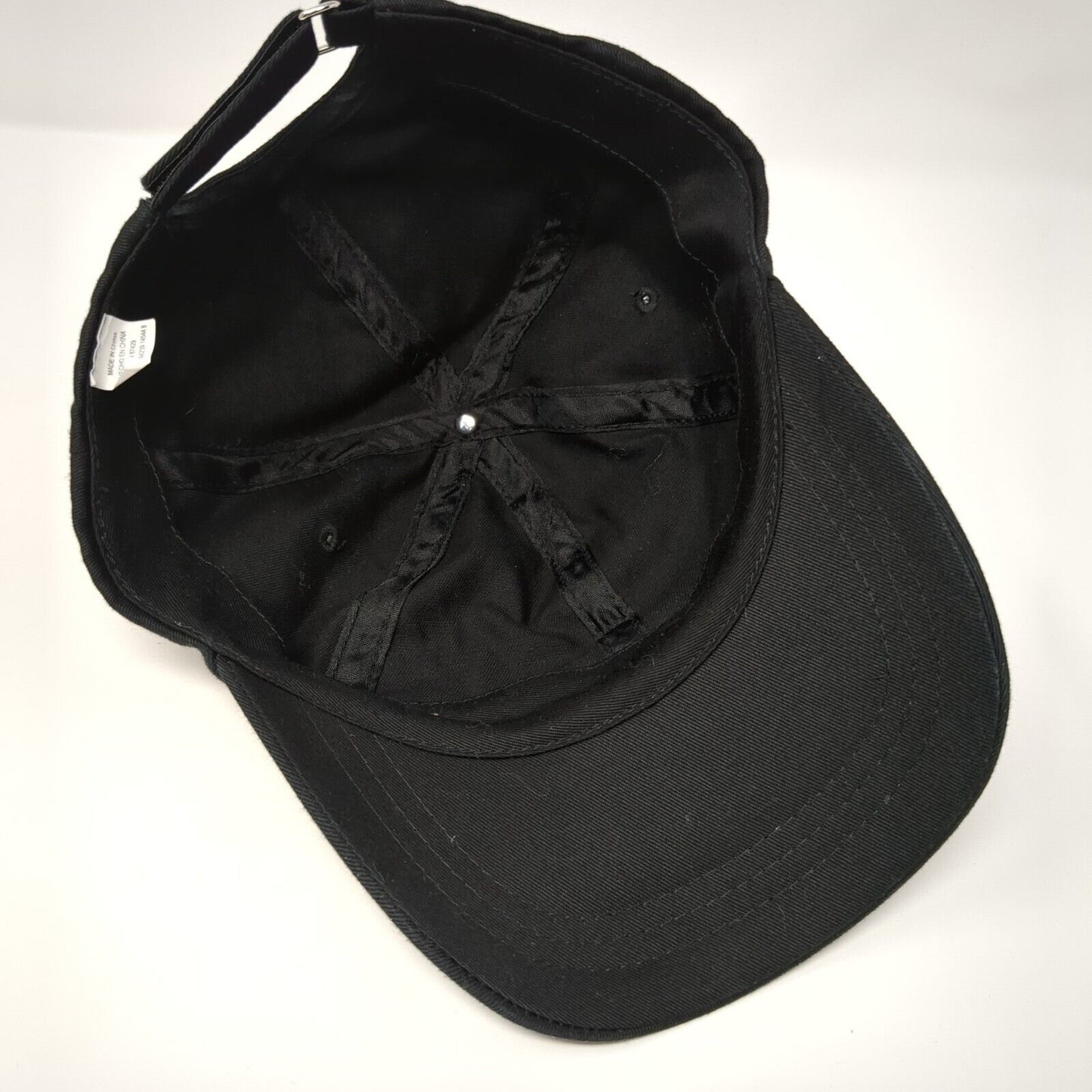 Unbranded Strapback Hat Black OSFA Adjustable Vented Holes 6 Panel Blank