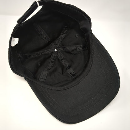 Unbranded Strapback Hat Black OSFA Adjustable Vented Holes 6 Panel Blank