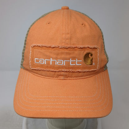 Carhartt Baseball Cap Orange One Size Mesh Back Strapback Frayed Patch Hat