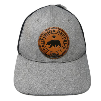 Zion Trucker Hat Gray Black One Size California Republic Leather Patch Bear 1850