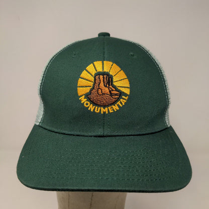 Monumental Men's Snapback Mesh Back Hat Green Embroidered Logo Christian