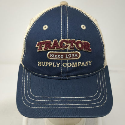 Tractor Supply Co Baseball Cap Blue Beige One Size Mesh Strapback Logo Farm Hat