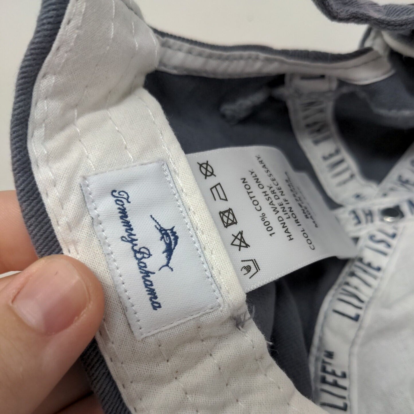 Tommy Bahama Slideback Hat Gray One Size Adjustable Embroidered Logo 5 Panel