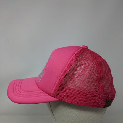 Cowgirl Bling Snapback Mesh Back Trucker Hat Pink One Size Rhinestone
