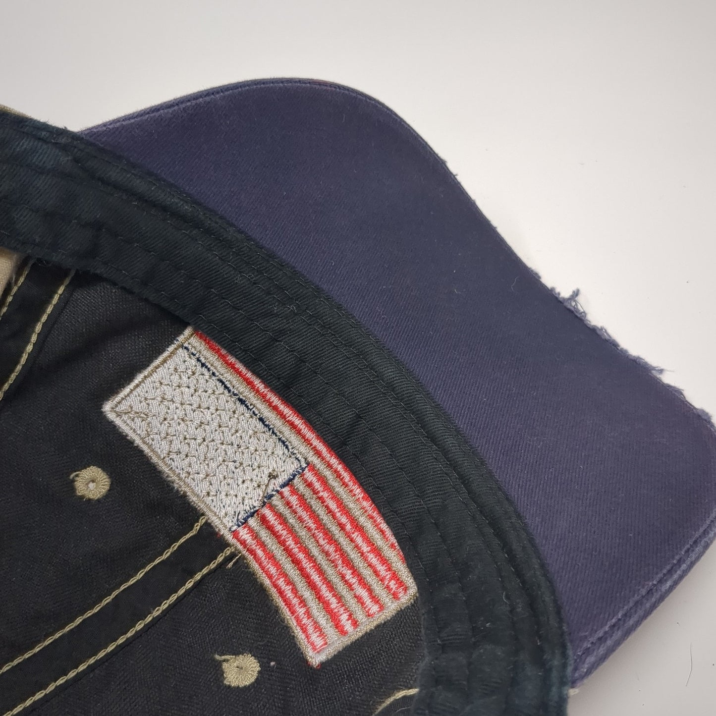 American Flag RAM Strapback Hat Blue One Size Colorblock Outdoor Cap