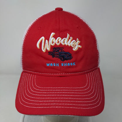 Woodie's Wash Shack Snapback Mesh Back Trucker Hat Red Adult Colorblock