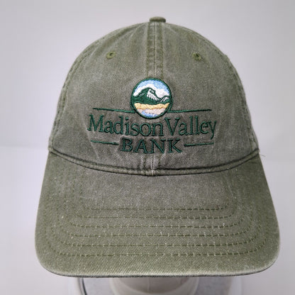 Madison Valley Bank Strapback Hat Green One Size Embroidered Otto