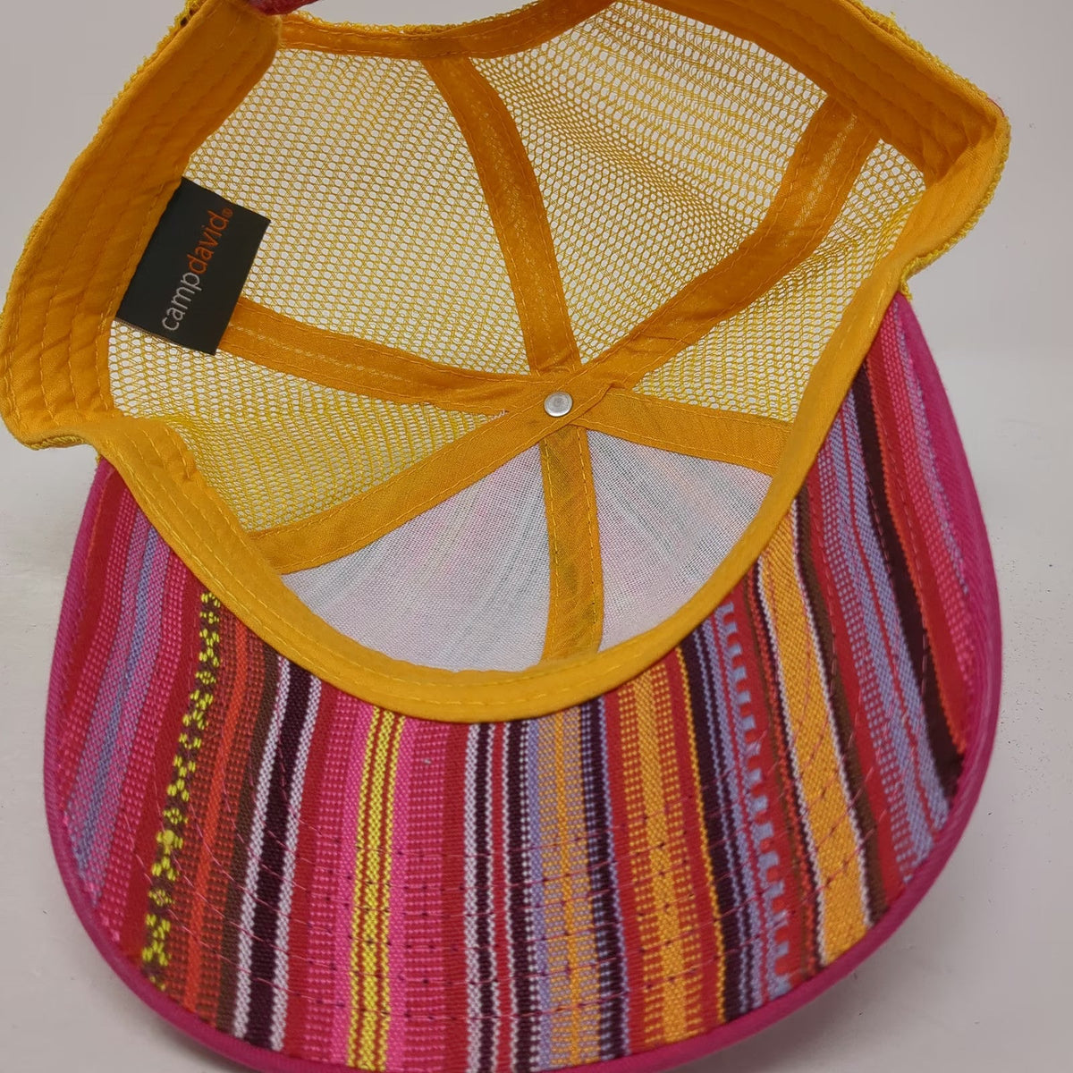 camp david Baseball Cap Pink One Size Yosemite Mesh Woven Stripe Adjustable Hat