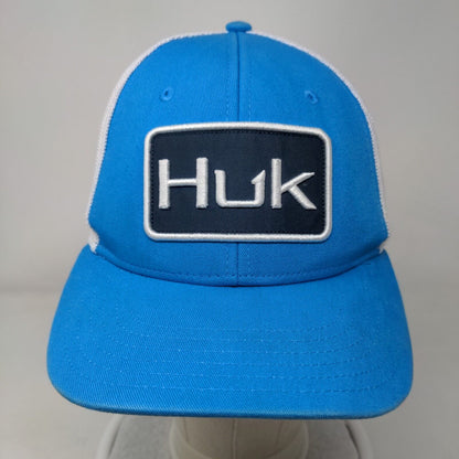Huk Fishing Fitted Trucker Hat Blue S-M Breathable Mesh Back A-Flex Vented Holes