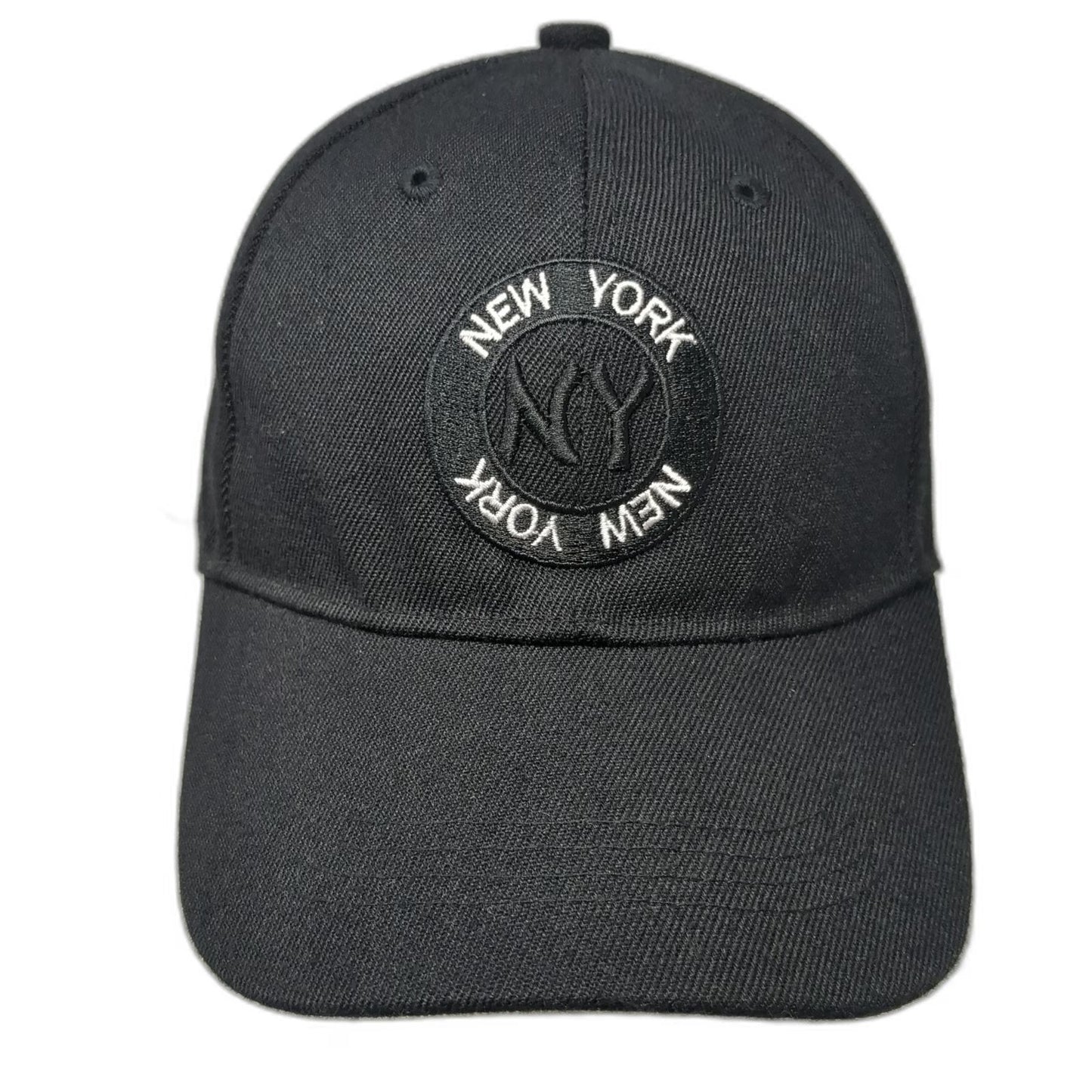 Black Baseball Cap One Size Strapback New York NY Monogram Patch 6-Panel Hat