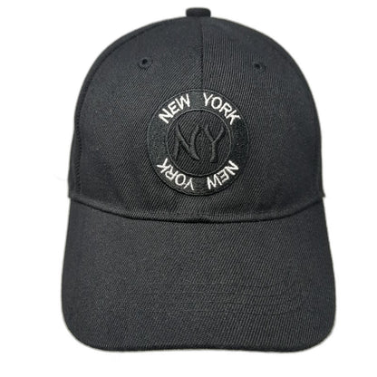 Black Baseball Cap One Size Strapback New York NY Monogram Patch 6-Panel Hat