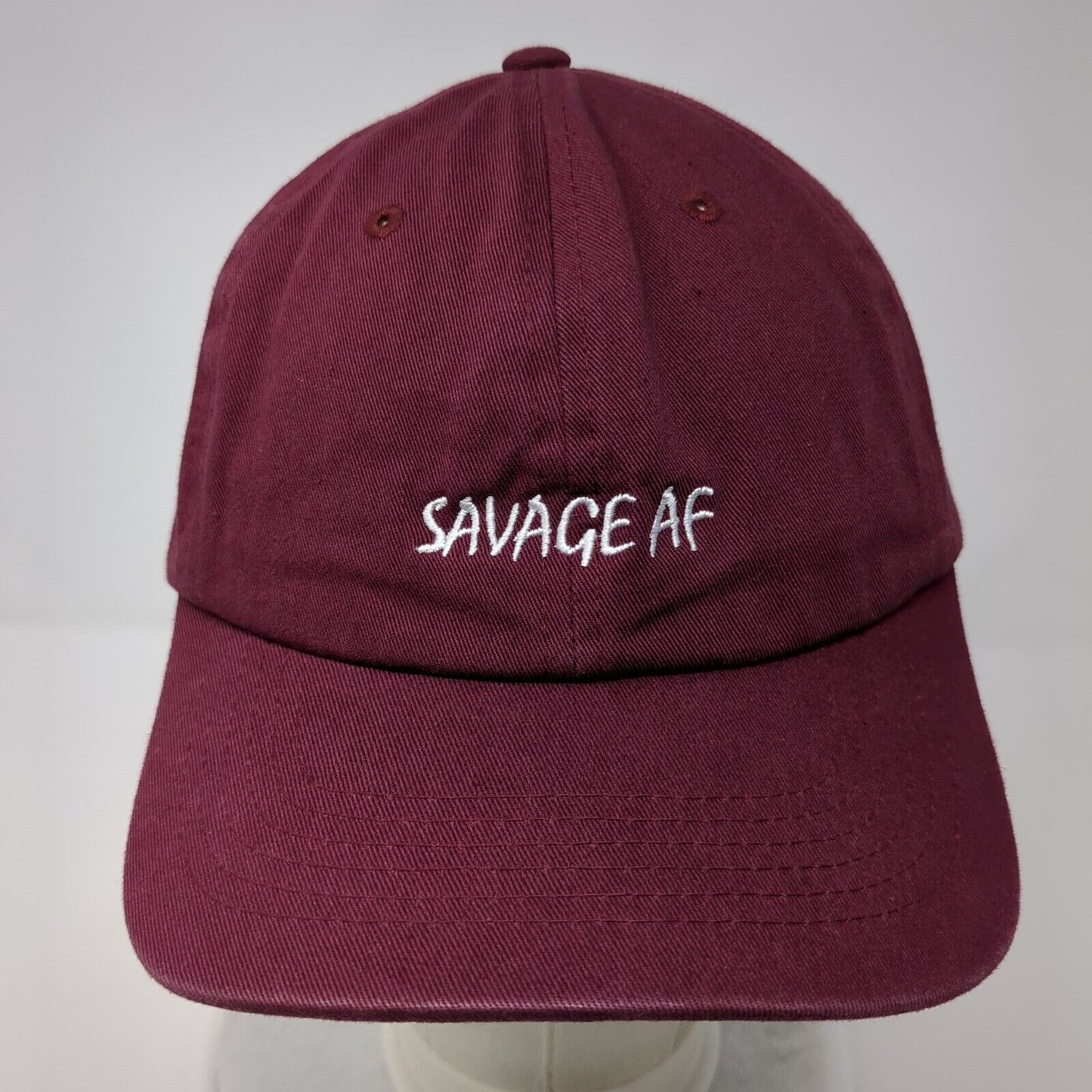 Savage AF Slideback Hat Red Burgundy OSFM Adjustable Embroidered