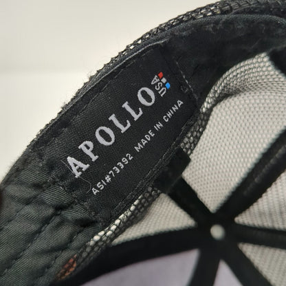 Apollo Trucker Hat Black One Size SAM Logo Snapback Mesh Back Structured Cap
