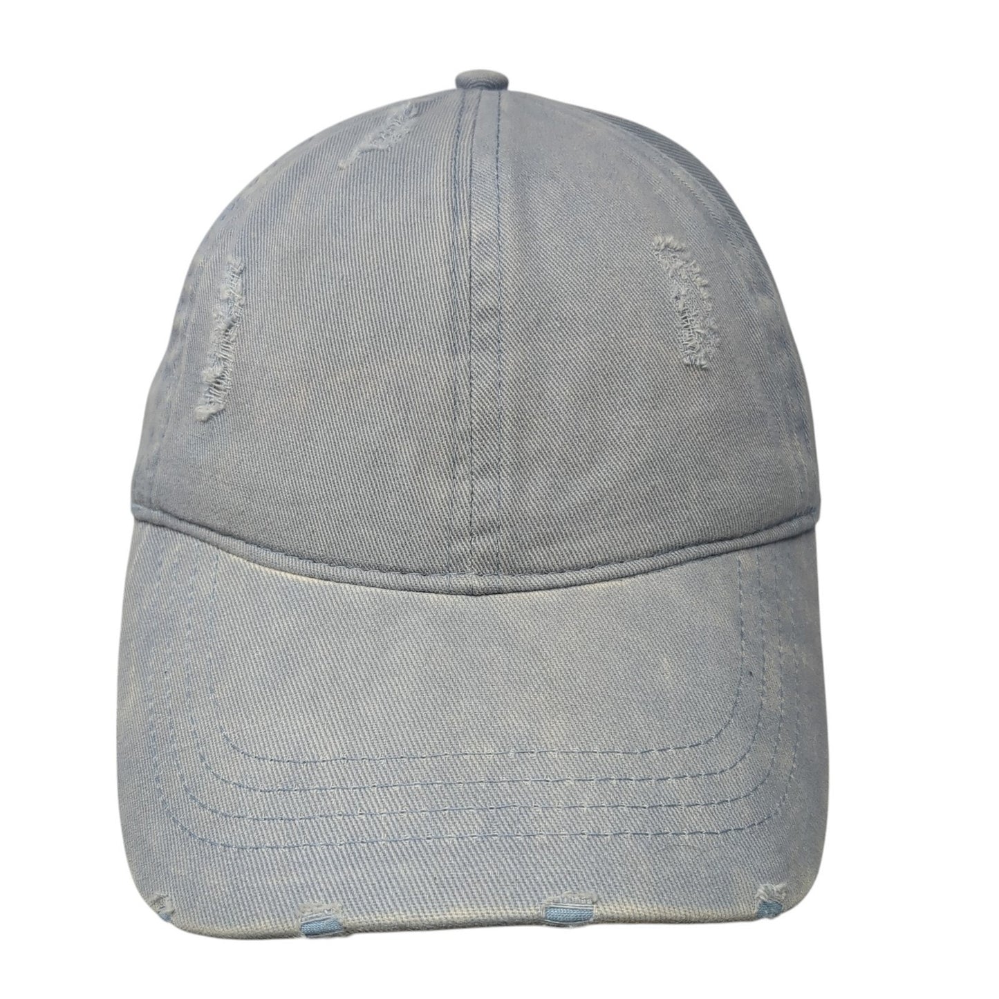 Unbranded Ponytail Baseball Cap Blue One Size Adjustable Distressed Blank