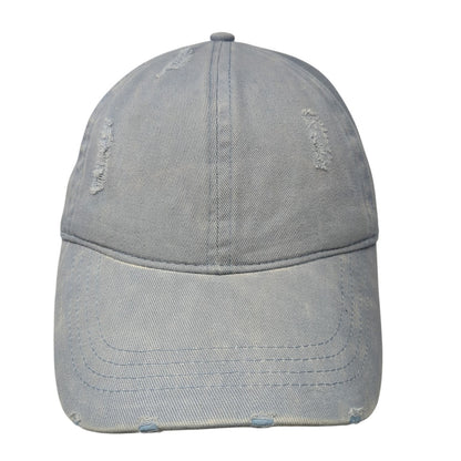 Unbranded Ponytail Baseball Cap Blue One Size Adjustable Distressed Blank