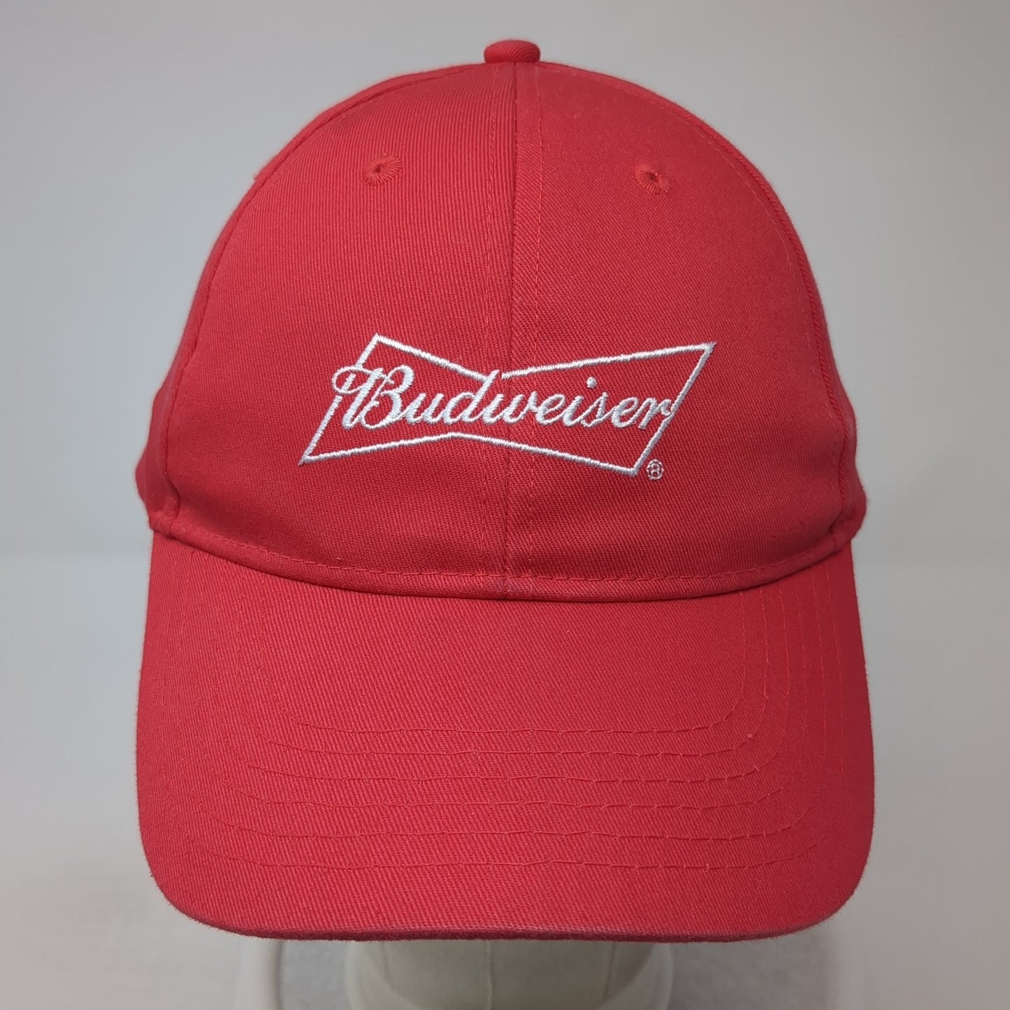 Budweiser Snapback Hat Red One Size Adjustable Embroidered 6 Panel Cotton