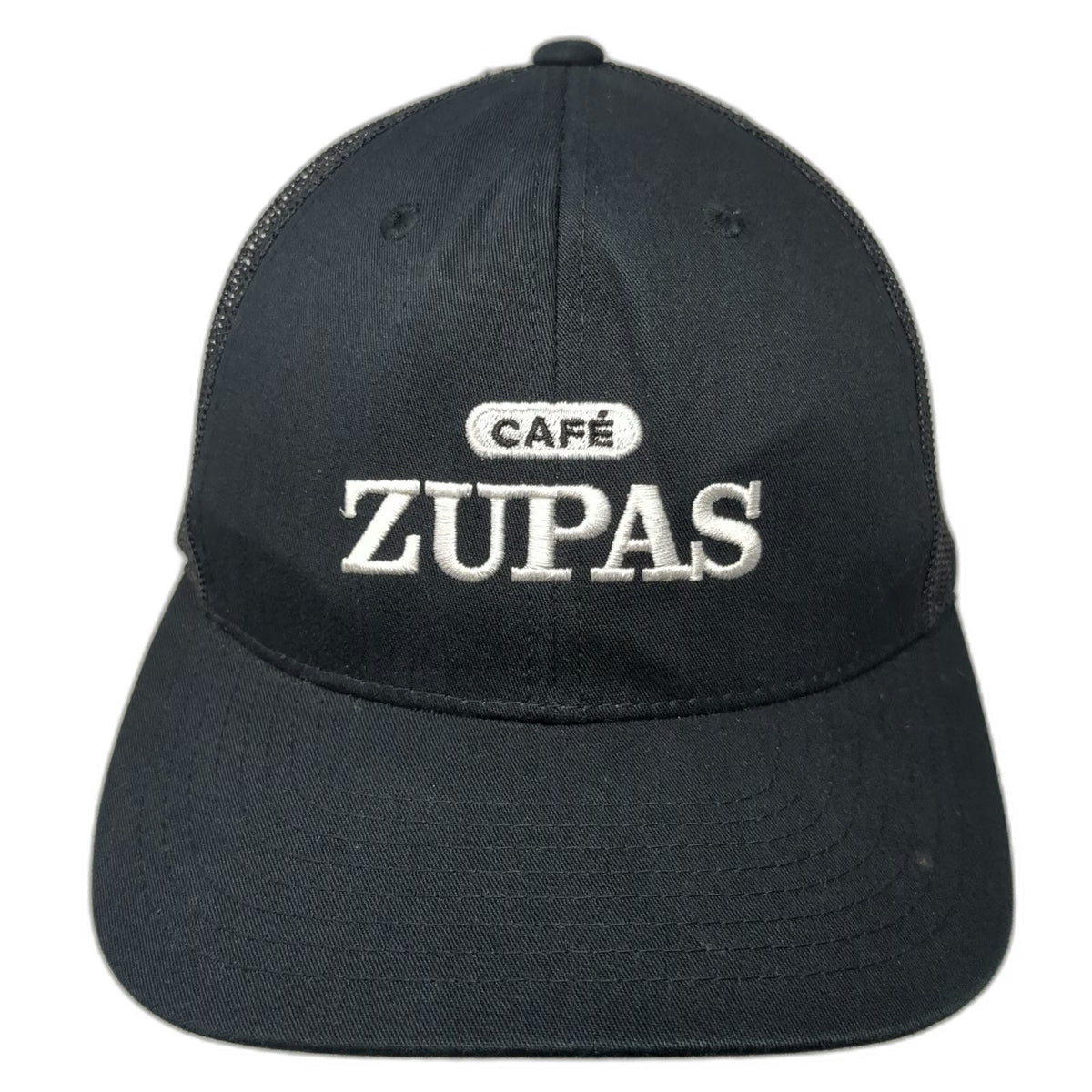 Yupoong Trucker Hat Black One Size Cafe Zupas Logo Strawberry Mesh Snapback