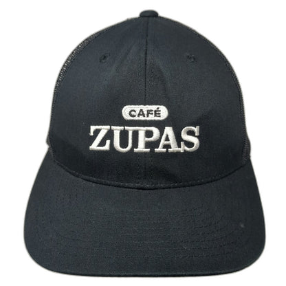 Yupoong Trucker Hat Black One Size Cafe Zupas Logo Strawberry Mesh Snapback
