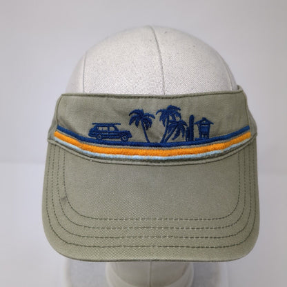 Gymboree Strapback Sun Visor Hat Tan One Size Embroidered Palm Tree Beach