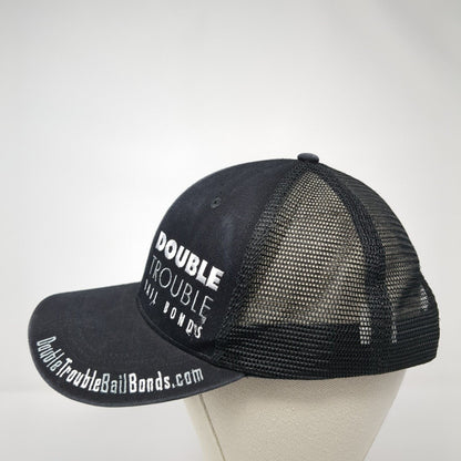Double Trouble Bail Bonds Snapback Trucker Hat Black One Size Mesh Back