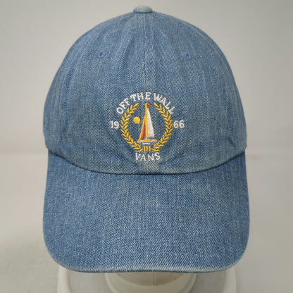 Vans Baseball Cap Blue One Size Denim Off The Wall Sailboat Logo Slideback Hat