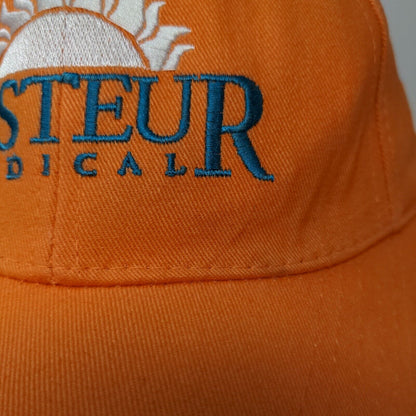 Bargay Men's Strapback Hat Orange Adjustable Embroidered Pasteur Medical Logo