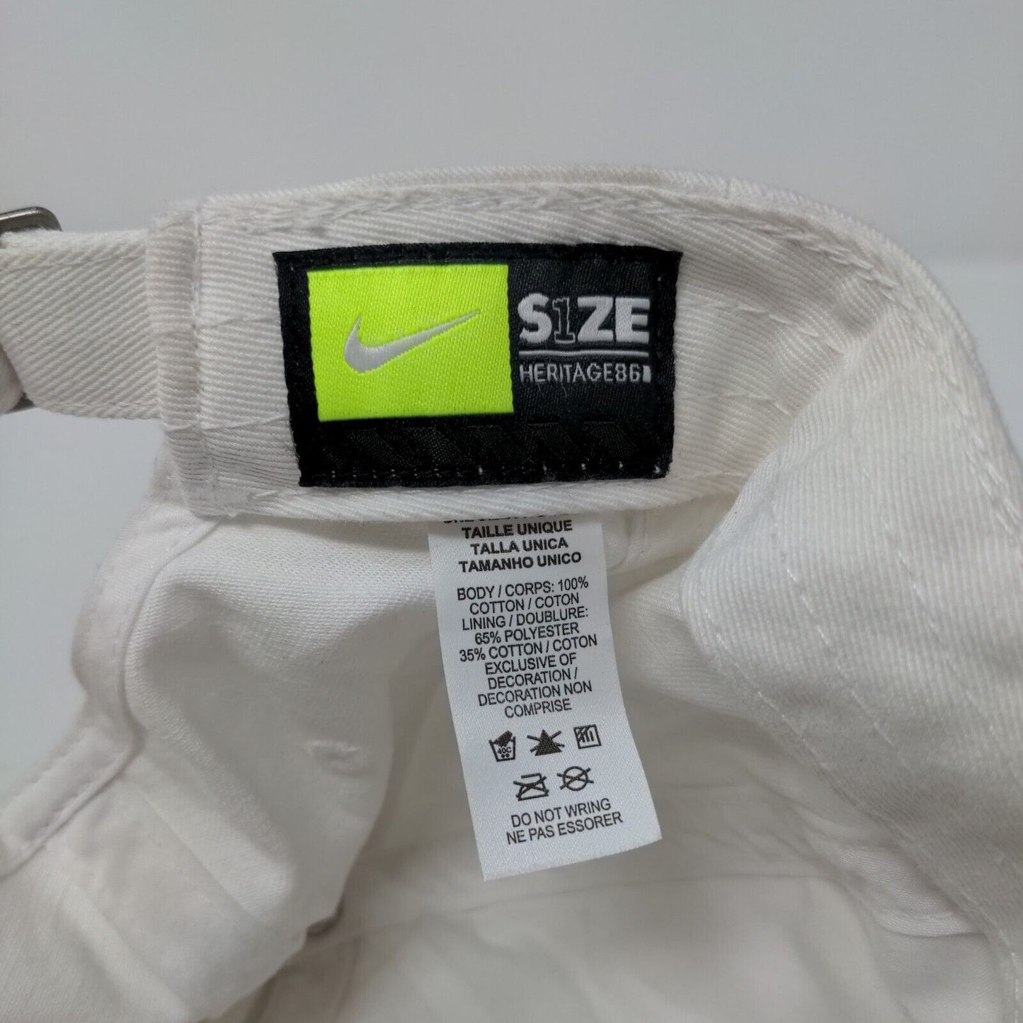 Nike Swoosh Slideback Hat White OSFM Embroidered Heritage 86 Solid