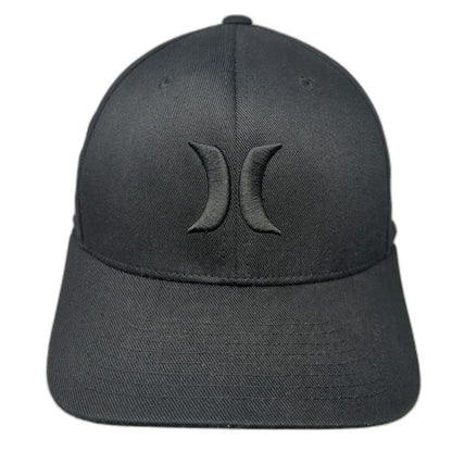 Hurley Baseball Cap Black M Tonal Logo Flexfit Embroidered Stretch Fit Hat