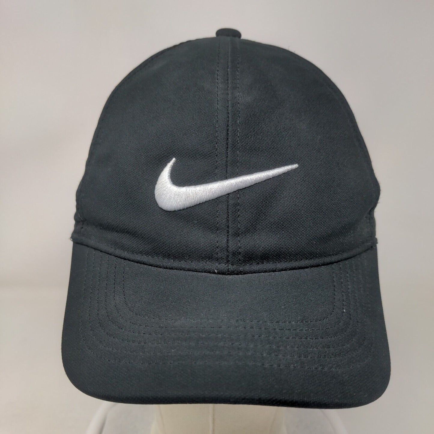 Nike Strapback Hat Black OSFM Adjustable Embroidered Swoosh Legacy91 Dri-Fit