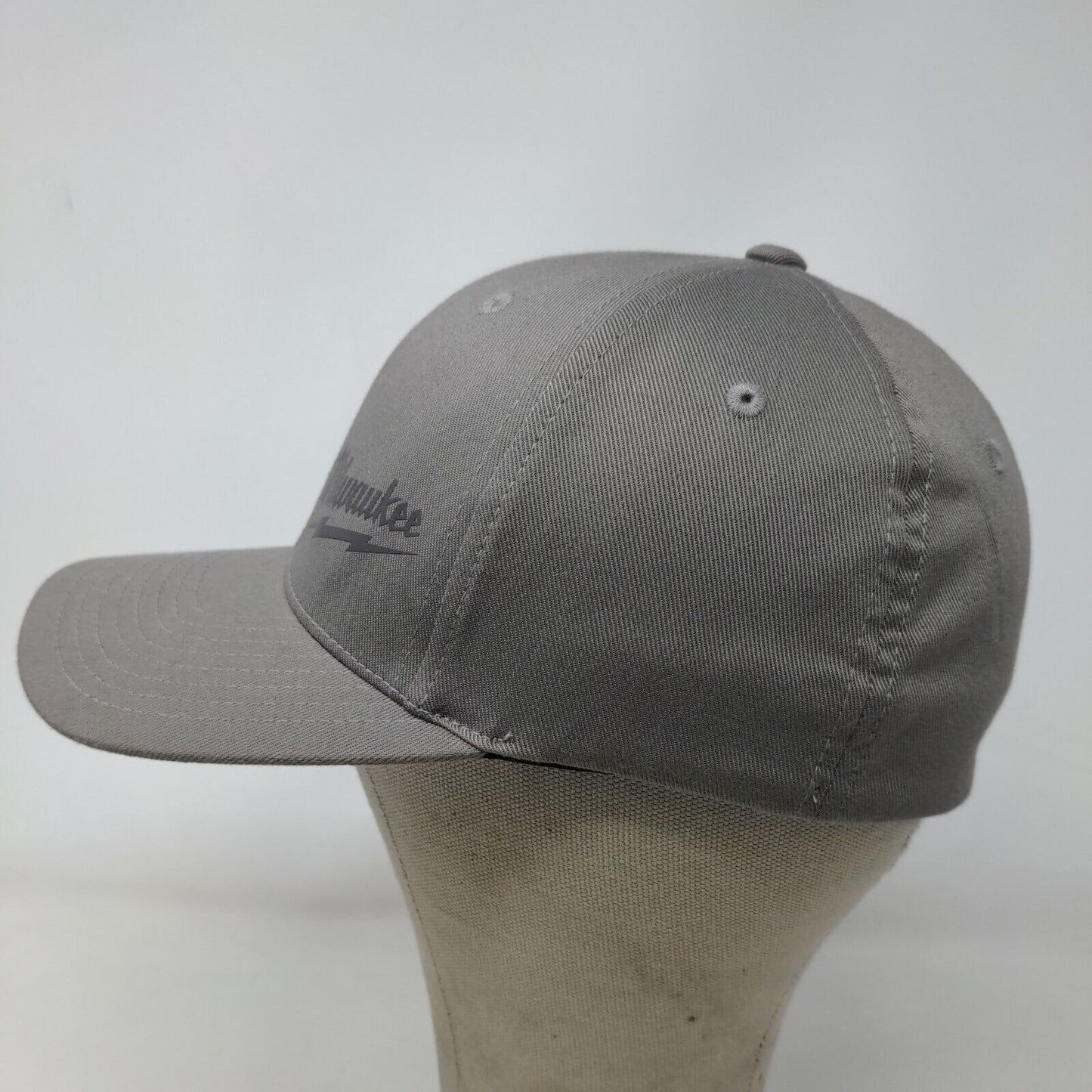 Flexfit Men's Fitted Hat Gray Size S/M Graphic Milwaukee Tools Logo