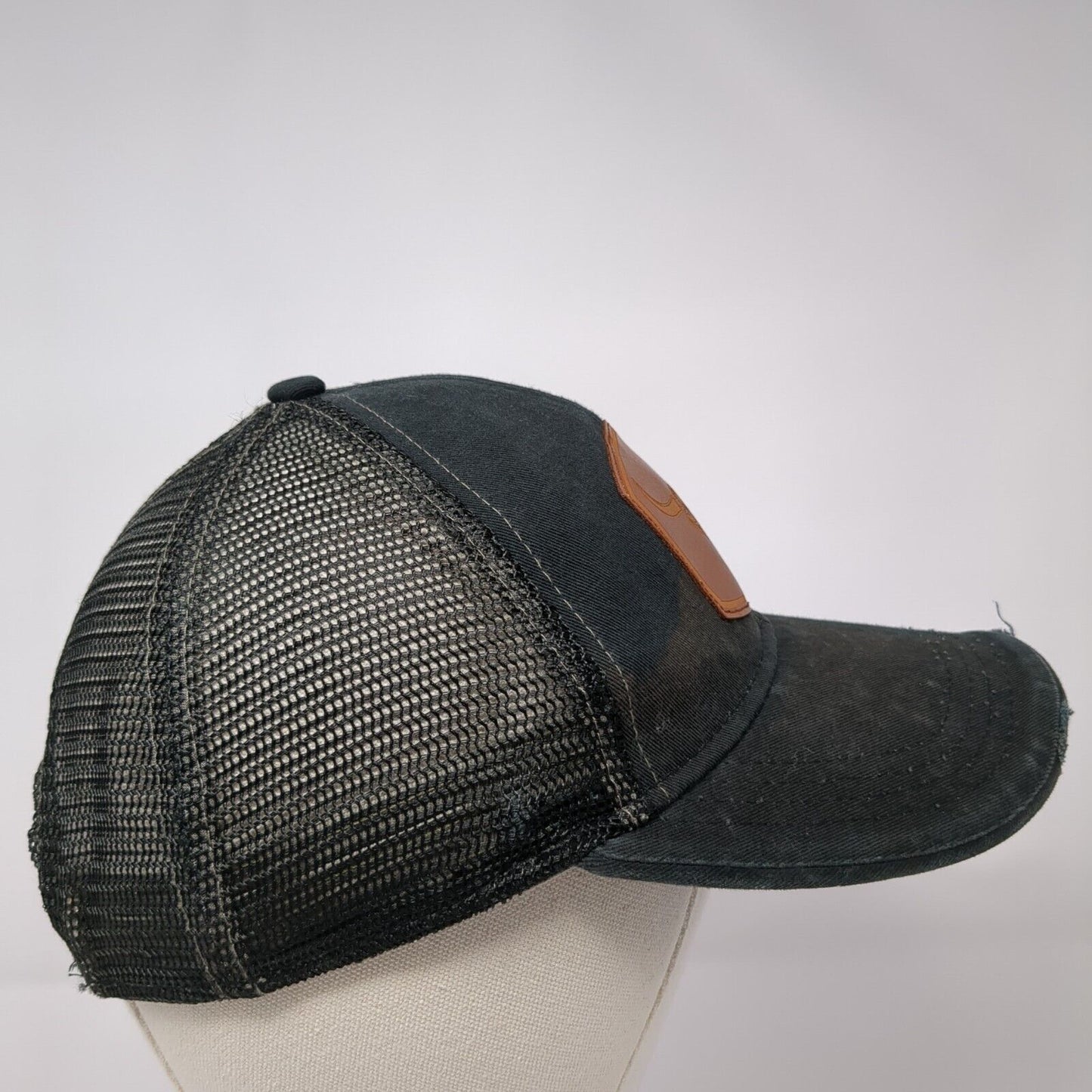 Longhorn Patch Snapback Trucker Hat Black One Size Mesh Back Shyanne