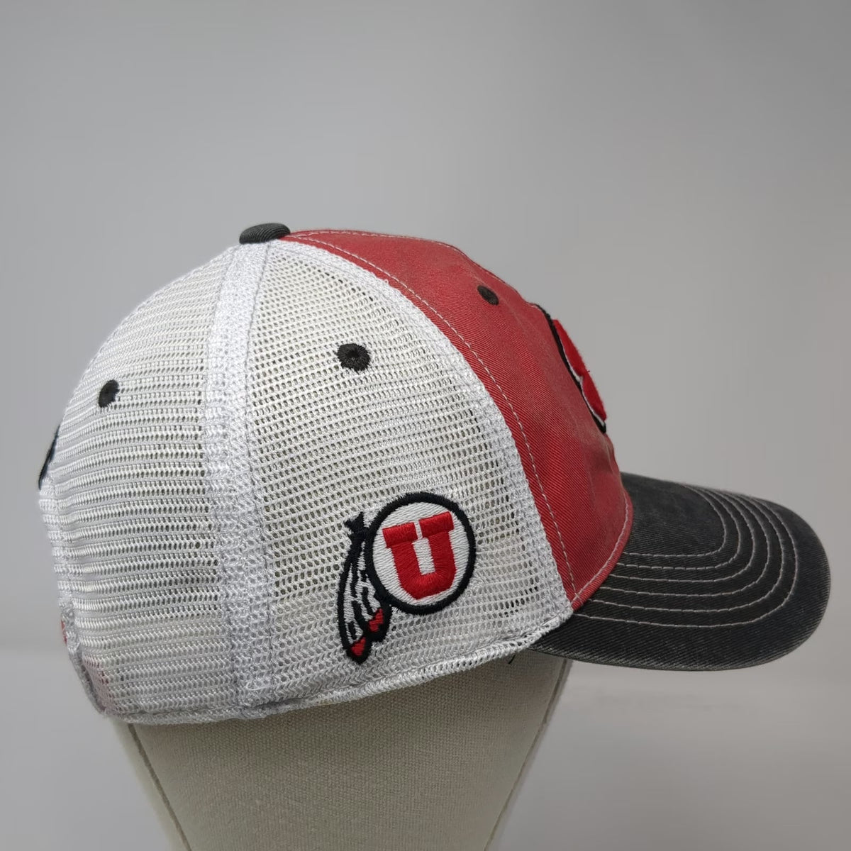 Black Clover Trucker Hat Red Gray OSFM University of Utah Utes Snapback Lucky