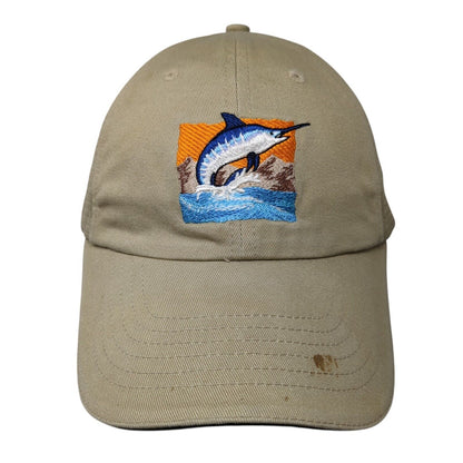 Marlin Fish Slideback Trucker Hat Tan One Size Mesh Back Cabo San Lucas
