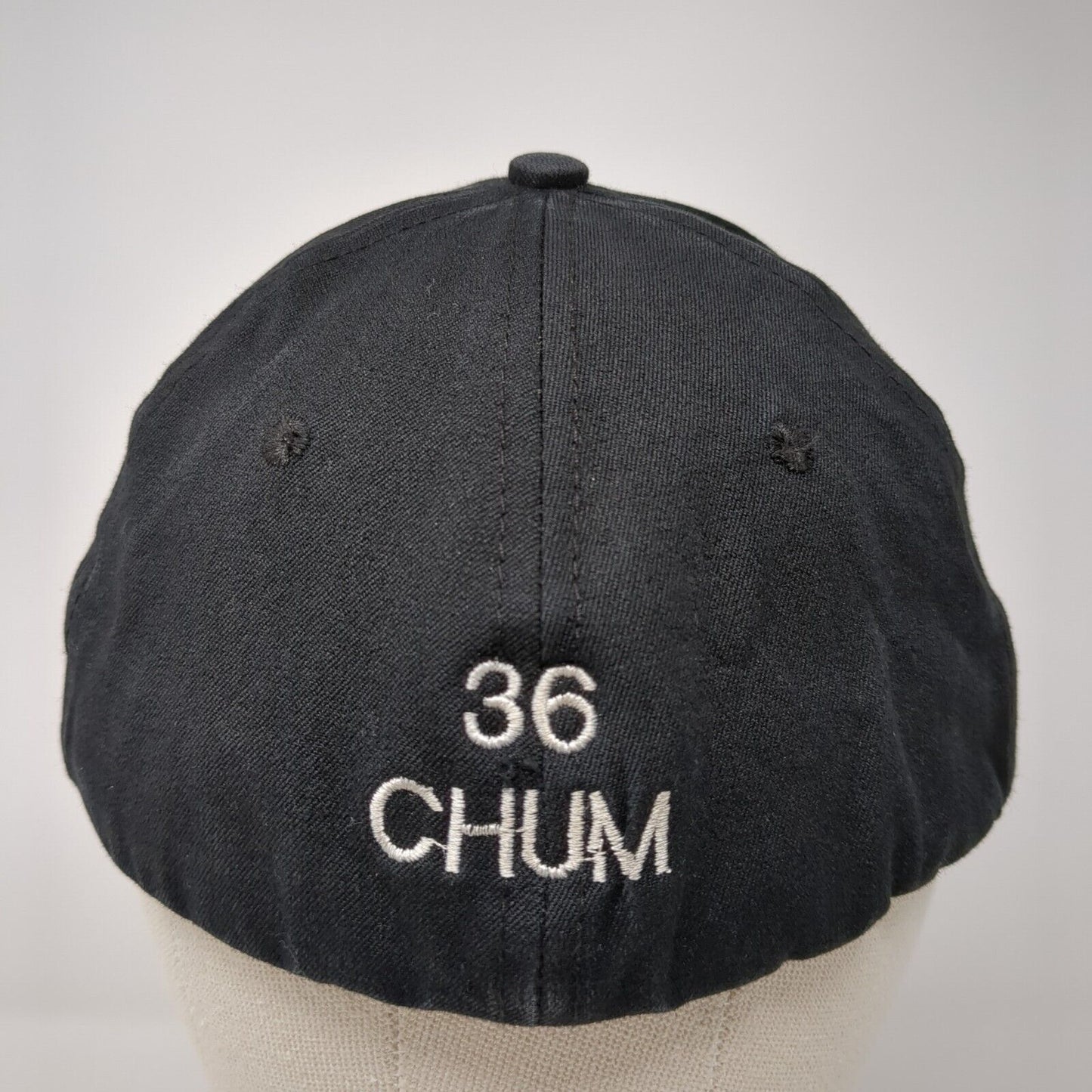 Shark 36 Chum Fitted Hat Black L/XL Embroidered Ferst Fit Solid 6 Panel