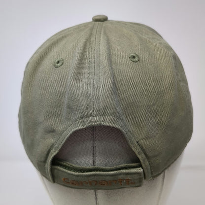 Carhartt Baseball Cap Green One Size Leather Logo Patch Duck Strapback Hat