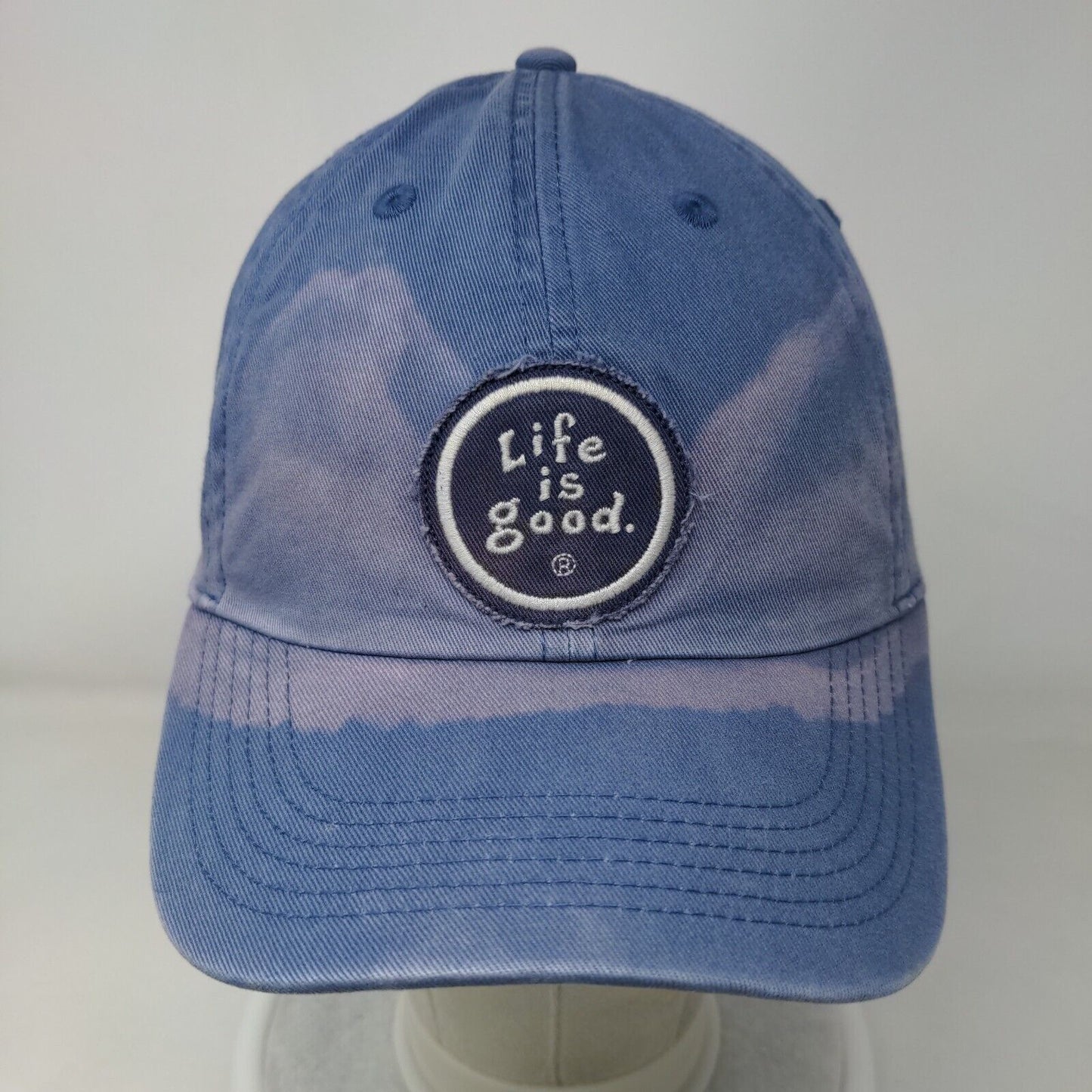 Life is Good Slideback Hat Blue One Size Adjustable Embroidered Patch Cotton