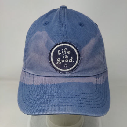 Life is Good Slideback Hat Blue One Size Adjustable Embroidered Patch Cotton