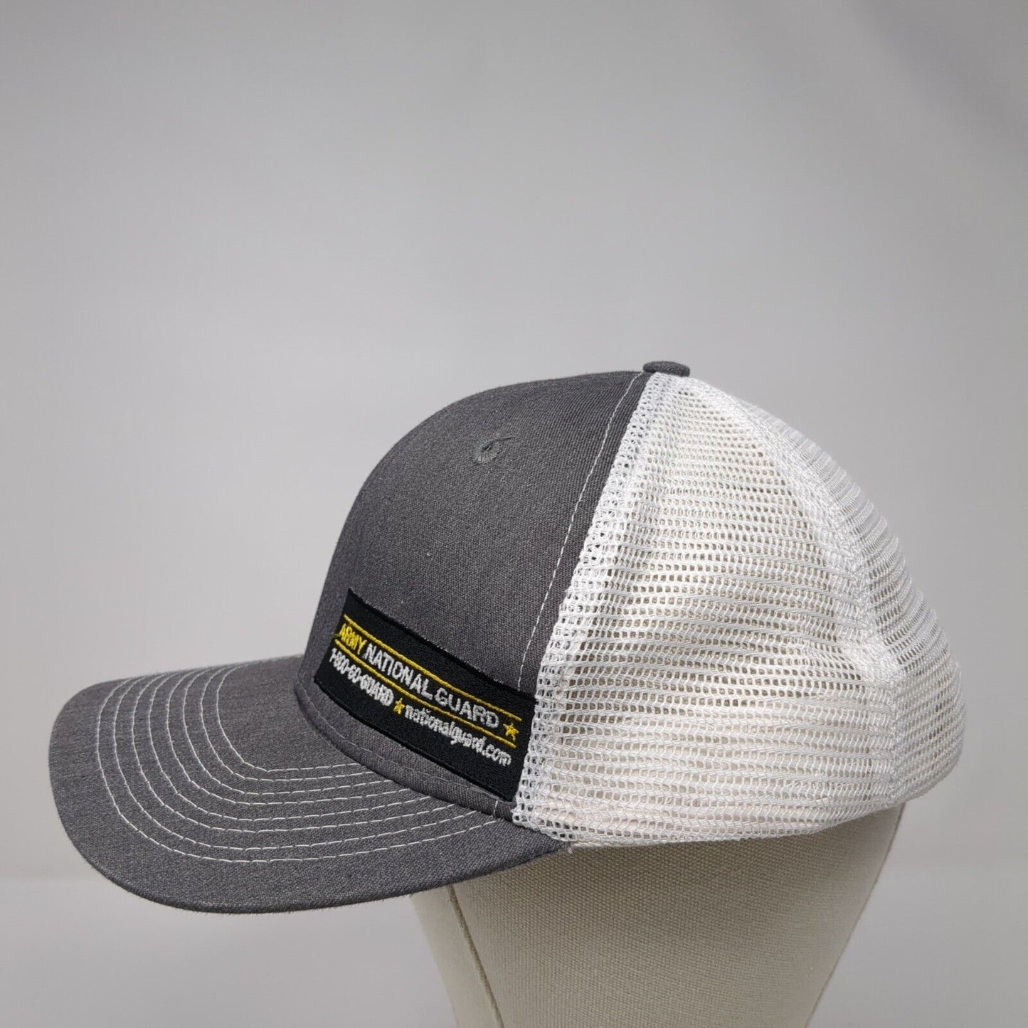 Army National Guard Snapback Trucker Hat Gray One Size Adjustable Mesh Back