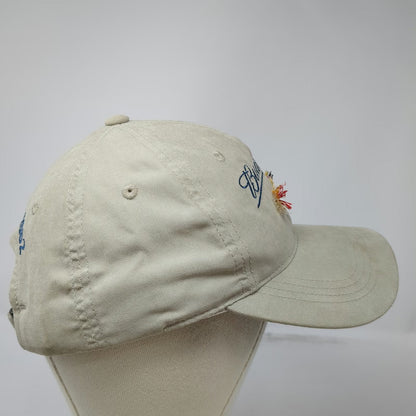 Budweiser Beer Logo Baseball Cap Beige Fly 2002 Fishing Lure Brim Hat Vintage