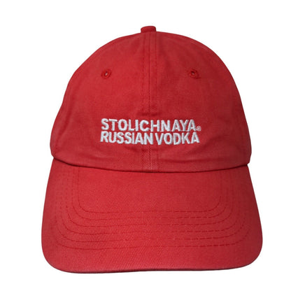 Stolichnaya Russian Vodka Slideback Hat Red One Size Adjustable Embroidered