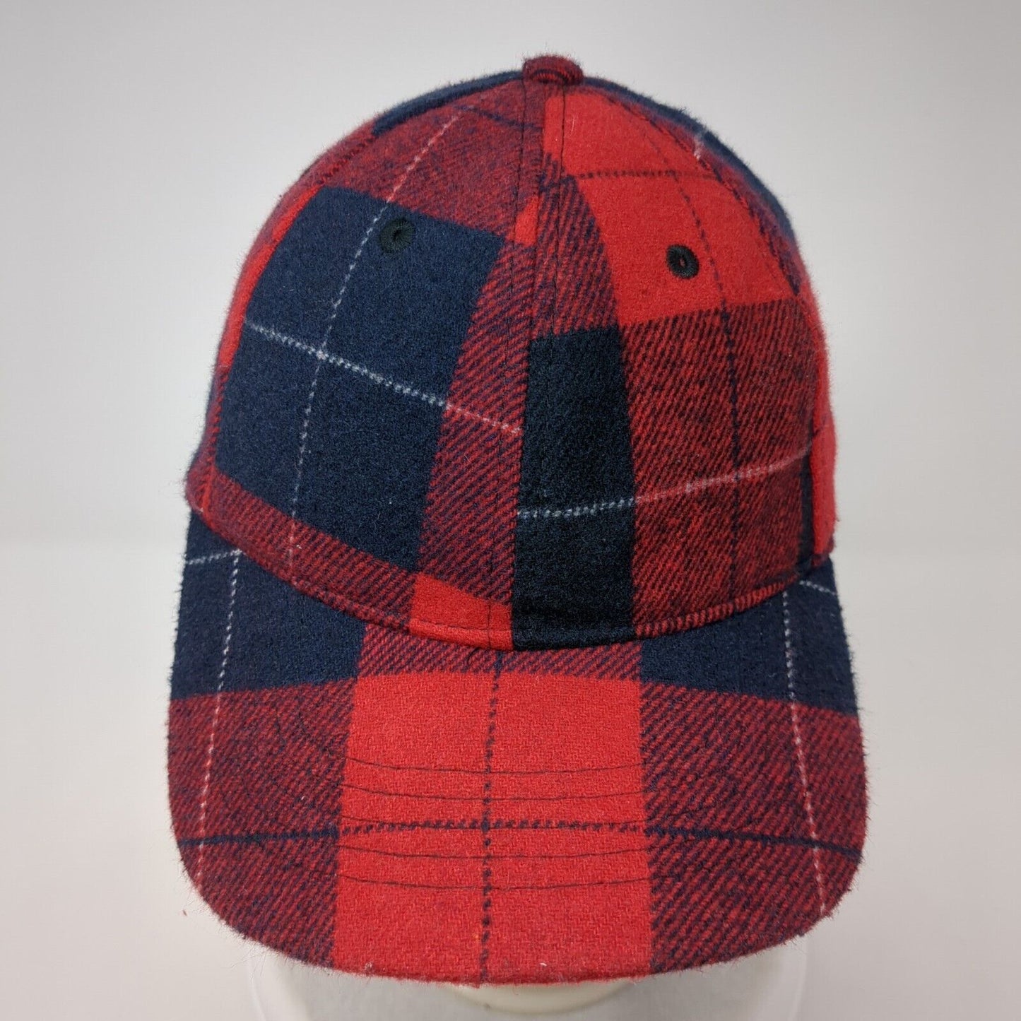 Unbranded Slideback Hat Red Navy Multi OSFM Adjustable Plaid 6 Panel