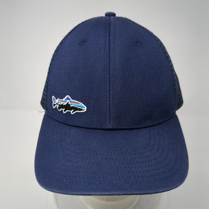 Patagonia Snapback Trucker Hat Blue One Size Adjustable Embroidered Mesh Back