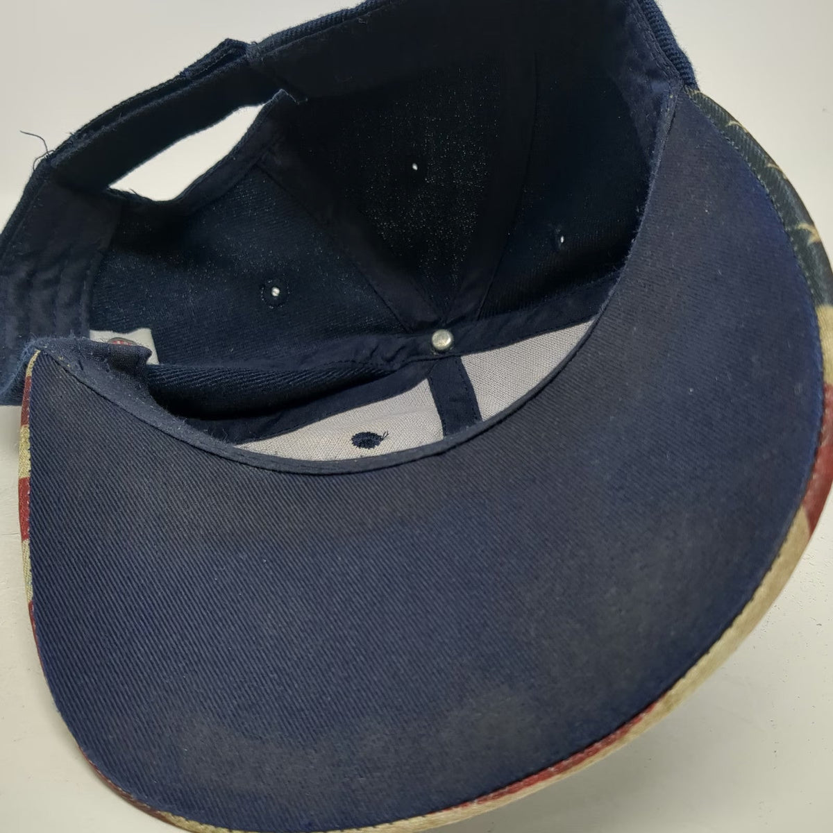 JWM Baseball Cap Blue One Size Proud American Flag Brim Strapback Patriotic Hat
