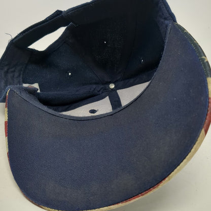 JWM Baseball Cap Blue One Size Proud American Flag Brim Strapback Patriotic Hat