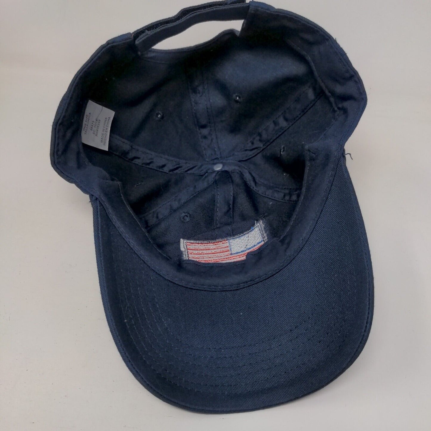 American Flag Strapback Hat Blue One Size Adjustable Embroidered Patriotic