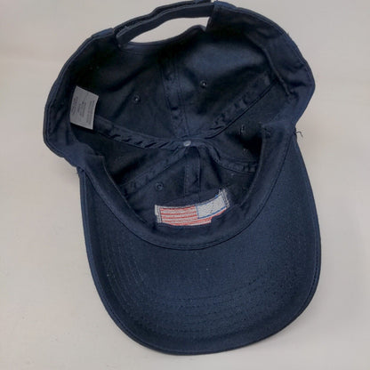 American Flag Strapback Hat Blue One Size Adjustable Embroidered Patriotic