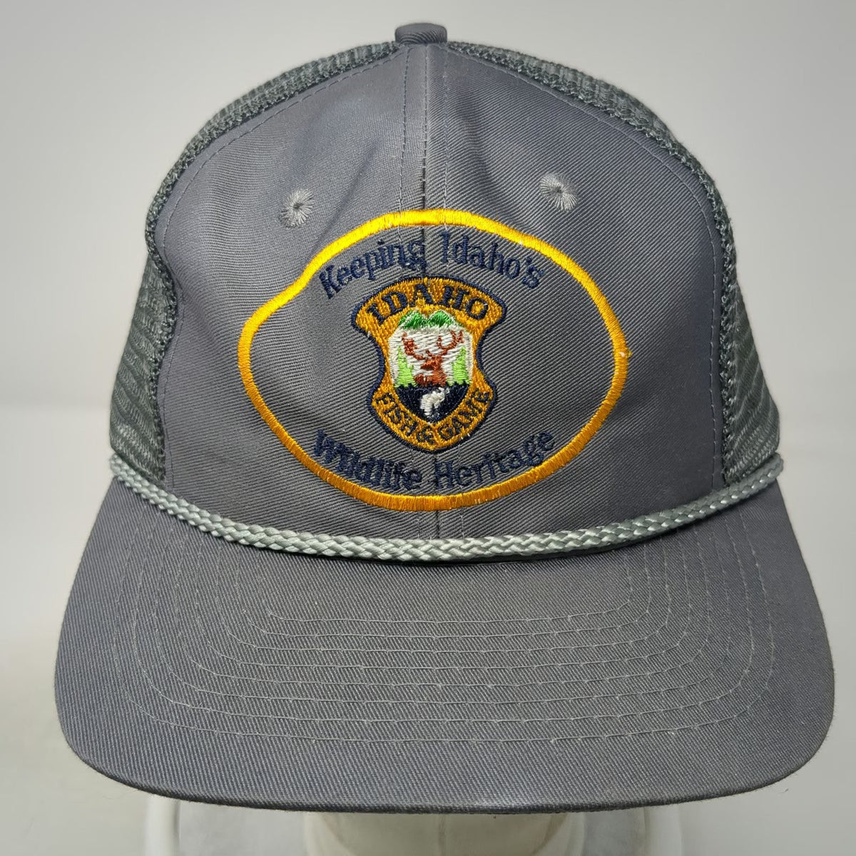 Head To Toe Trucker Hat Gray Snapback Idaho Fish Game Wildlife Heritage Vintage
