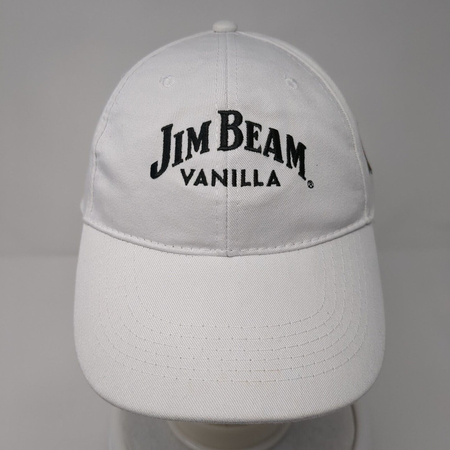 Jim Beam Vanilla Slideback Hat White One Size Adjustable Embroidered 6 Panel